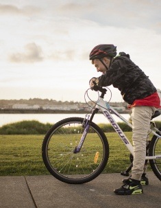 Happy boy with new bike